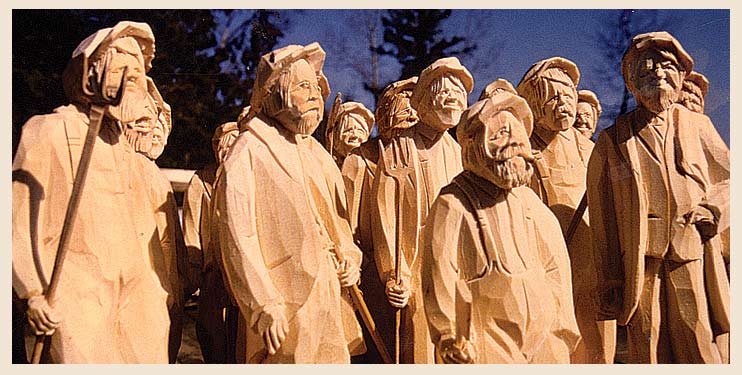Life size wood carvings of Ottawa Valley people
